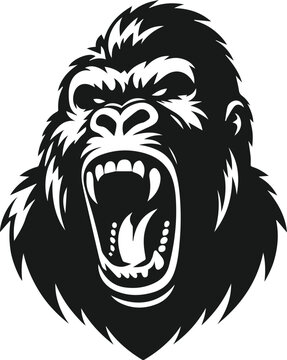 Angry gorilla vector silhouette