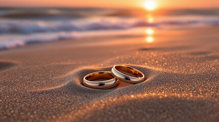 wedding rings on the beach