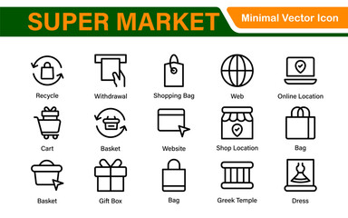 Set of shopping cart icons. Collection of web icons for online store, from various cart icons in various shapes. Shopping outline icon set.