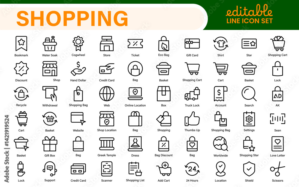 Wall mural set of shopping cart icons. collection of web icons for online store, from various cart icons in var