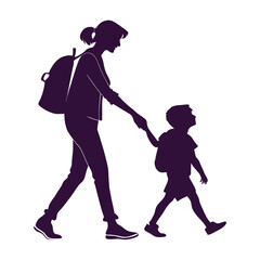 Flat design father and son silhouette