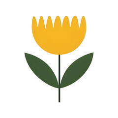 Yellow Tulip Illustration On Transparent Background