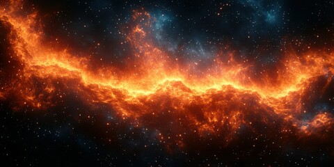 Fototapeta premium Stunning cosmic cloud radiating with vibrant orange and blue hues in the depths of space