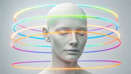 Agentic AI Robot Agent A serene figure with colorful rings around the head symbolizes mental clarity and focus.