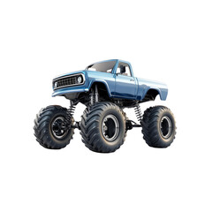 Powerful Blue Monster Truck on Transparent Background