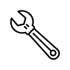 Illustration of a black outline wrench tool with an open end and a hole at the end of the handle
