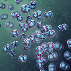 Medical conceptual background, Streptococcus, facultative anaerobic bacteria of the Streptococcaceae family, parasites of humans and animals, 3d rendering