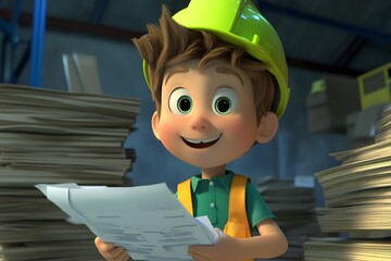 Animated characters logging project hours generating weekly reports using timesheet management software