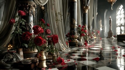 Elegant Rose-filled Hallway