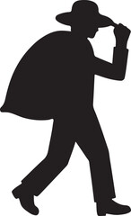 Man carrying sack silhouette vector icon isolated illustration Png