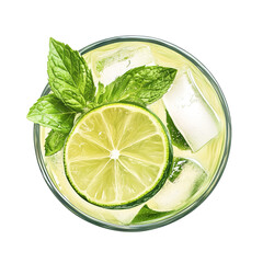 Glass of fresh lemon juice on white background