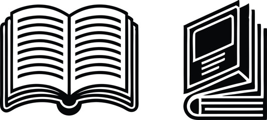  Magazine flat and line icons set Open magazine symbol Vector