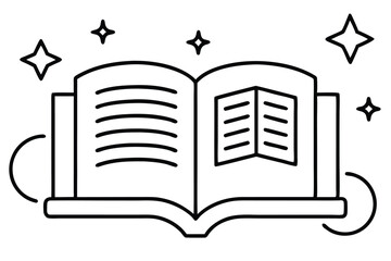  Magazine flat and line icons set Open magazine symbol Vector