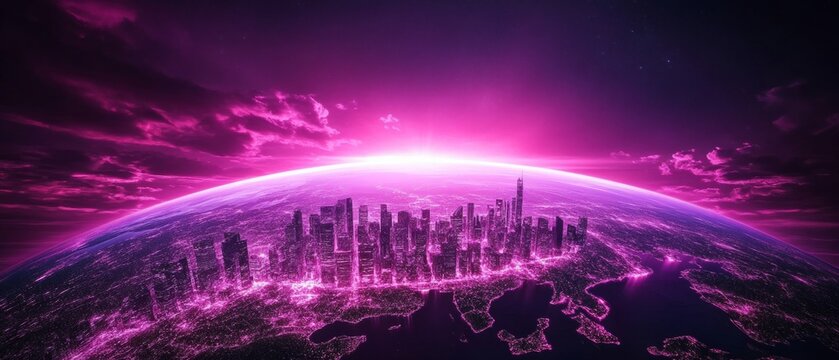 Global connectivity and urban expansion concept template for design projects