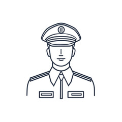Line Art Illustration of a Police Officer or Military Officer in Uniform
