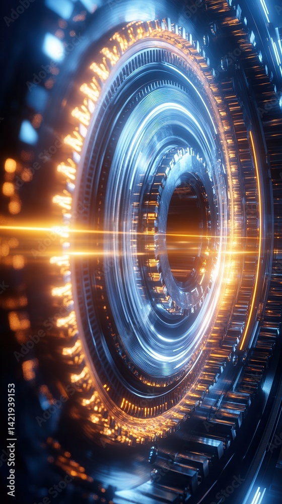 Wall mural labor day concept. abstract futuristic circular design with glowing elements.