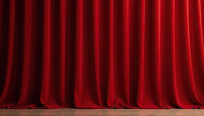 Deep red velvet curtains, rich texture, elegant folds, flow, heavy, texture