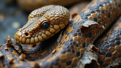Naklejka premium Detailed Close-up of Brown Patterned Snake