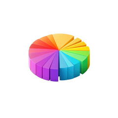 Obraz premium Vibrant 3D Rainbow Color Wheel Chart - Isometric Data Visualization