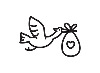 set of an Happy Kids Stork Baby Icon