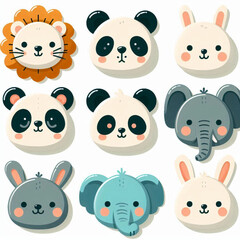 cartoon animal head icons