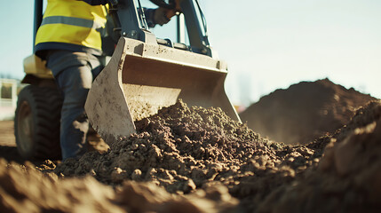 Construction Worker Operating a Bulldozer