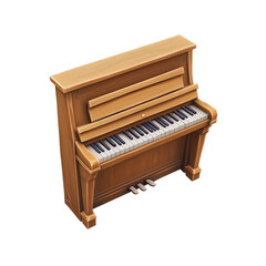 Vintage Upright Piano Wooden Musical Instrument Illustration