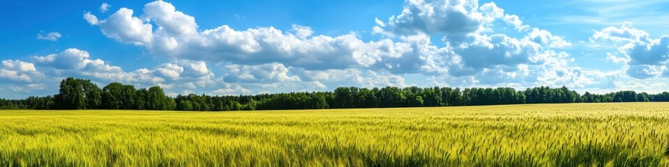 A stunning aerial view of a barley field stretching into the distance, with a soft, open sky perfect for promotional use.