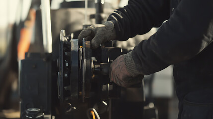 Mechanic Working on Industrial Machinery
