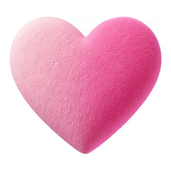 Ombre Pink Plush Heart Pillow isolated on White