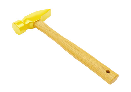 Golden hammer with wooden handle