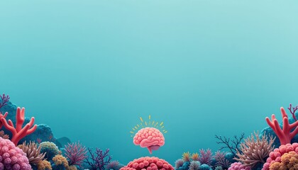 Exploring creative mindscapes coral reef brain concept art underwater digital illustration tranquil ocean environment vibrant marine life