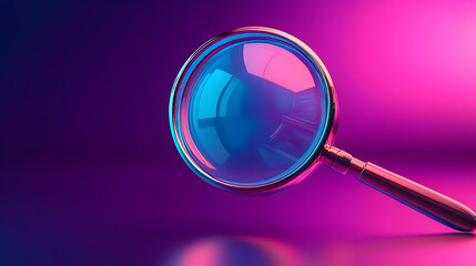 Pixel Art Magnifying Glass on Purple Pink Gradient Background