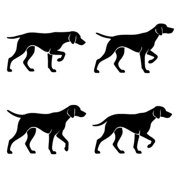 Dog Silhouette Vector Set in Walking Poses