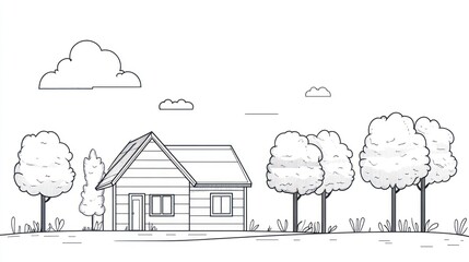 Simple sketch of a house and trees (1)