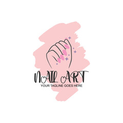 Obraz premium nail art logo design for salon or beauty with creative illustration