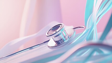 Modern medical stethoscope banner design with soothing colors for healthcare branding materials