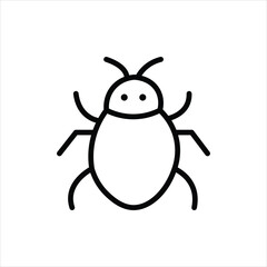 bug line icon vector on white backgrond.