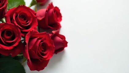 Obraz premium Several red roses artfully arranged, blank space provided , floral design, texture, advertising