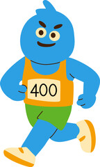 Cartoon Character Running in Sports Attire With a Competitive Number