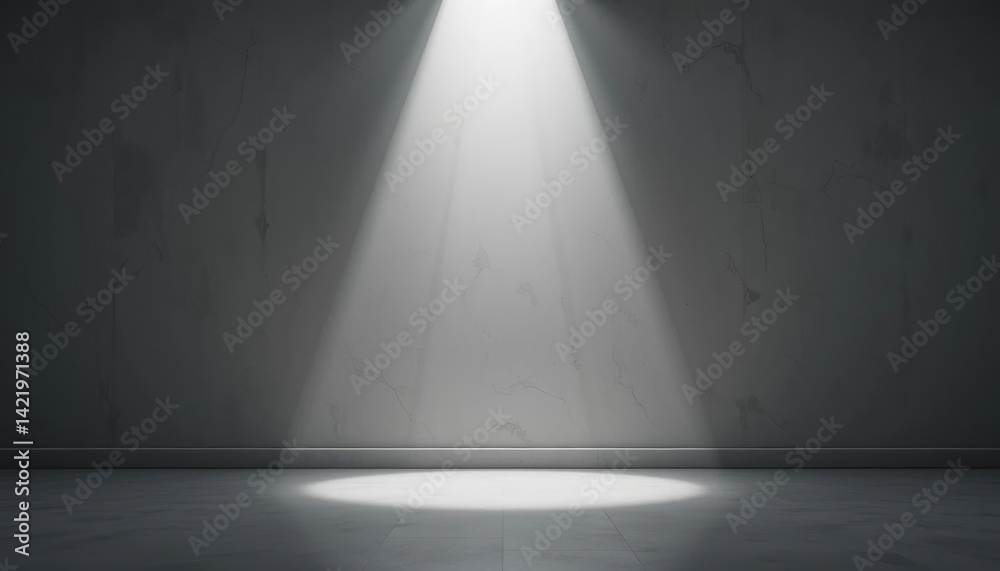 Poster illuminating spotlight performance empty studio image capture minimalist environment vertical angle 