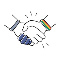 Handshake with rainbow armbands