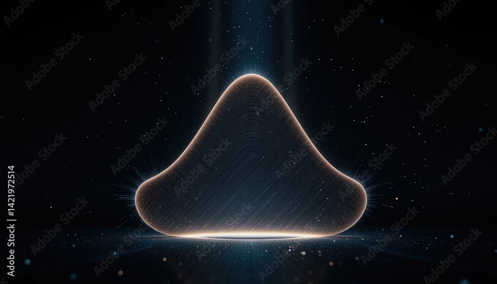 Poster Illuminating particle simulation digital space abstract artwork dark environment futuristic viewpoint concept of light and form
