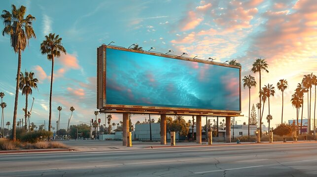 Hyperrealistic depiction of billboard marketing futuristic digital billboard outdoor advertising element image includes advertising LED display local billboard marketing strategy all set clean white