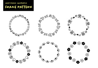 シンプルな手書きのかわいい正月イメージフレームセット