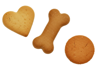 Dog treats, heart, bone, circle