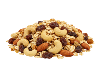 Mixed cereal with nuts and raisins