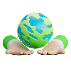 3D Illustration of Hands Holding a Globe - Eco-Friendly