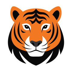 Angry Roaring Tiger Head Vector Illustration with Striped Fur

