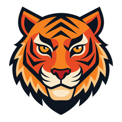 Obraz premium Angry Roaring Tiger Head Vector Illustration with Striped Fur